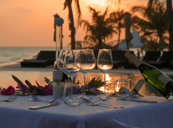 romantic dinner sunset in bali, romantic getaways